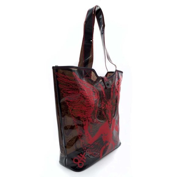 Black & Red Baphomet Translucent PVC Beach Totebag NWT - Picture 2 of 2